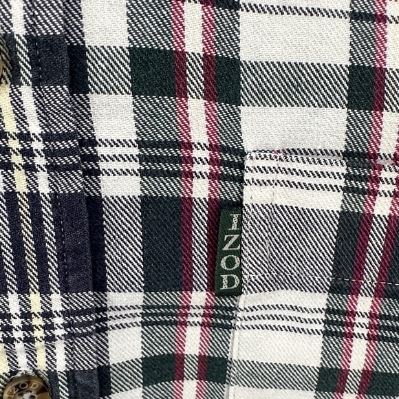 VTG Western Rugged Streetwear Izod Navy/White Plaid Button Down FlannelShirt SzM - Picture 7 of 12